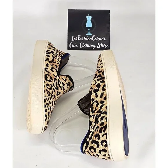 Rothy's Women's Leopard Cheetah Fabric The Sneaker Slip On Shoes Size 7.5 2119 - Picture 12 of 16